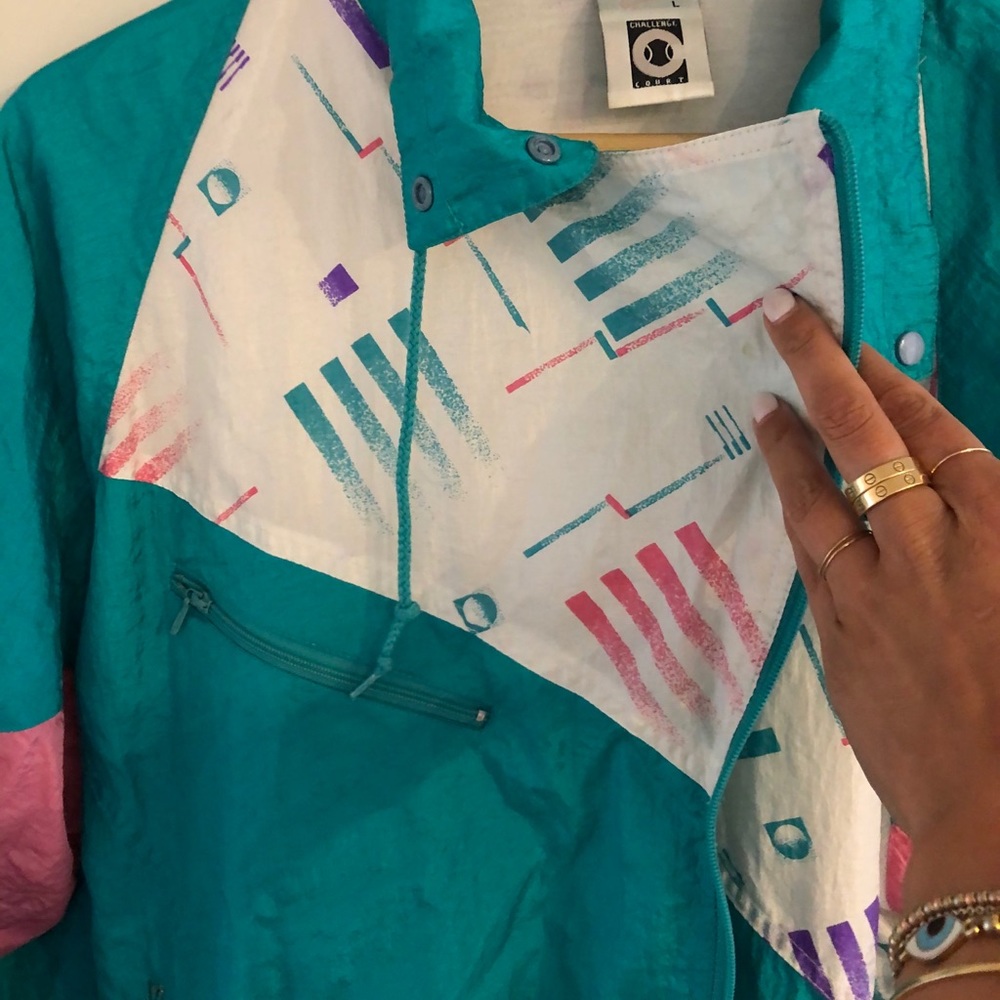 RARE vintage 80’s Nike  turquoise windbreaker sz L